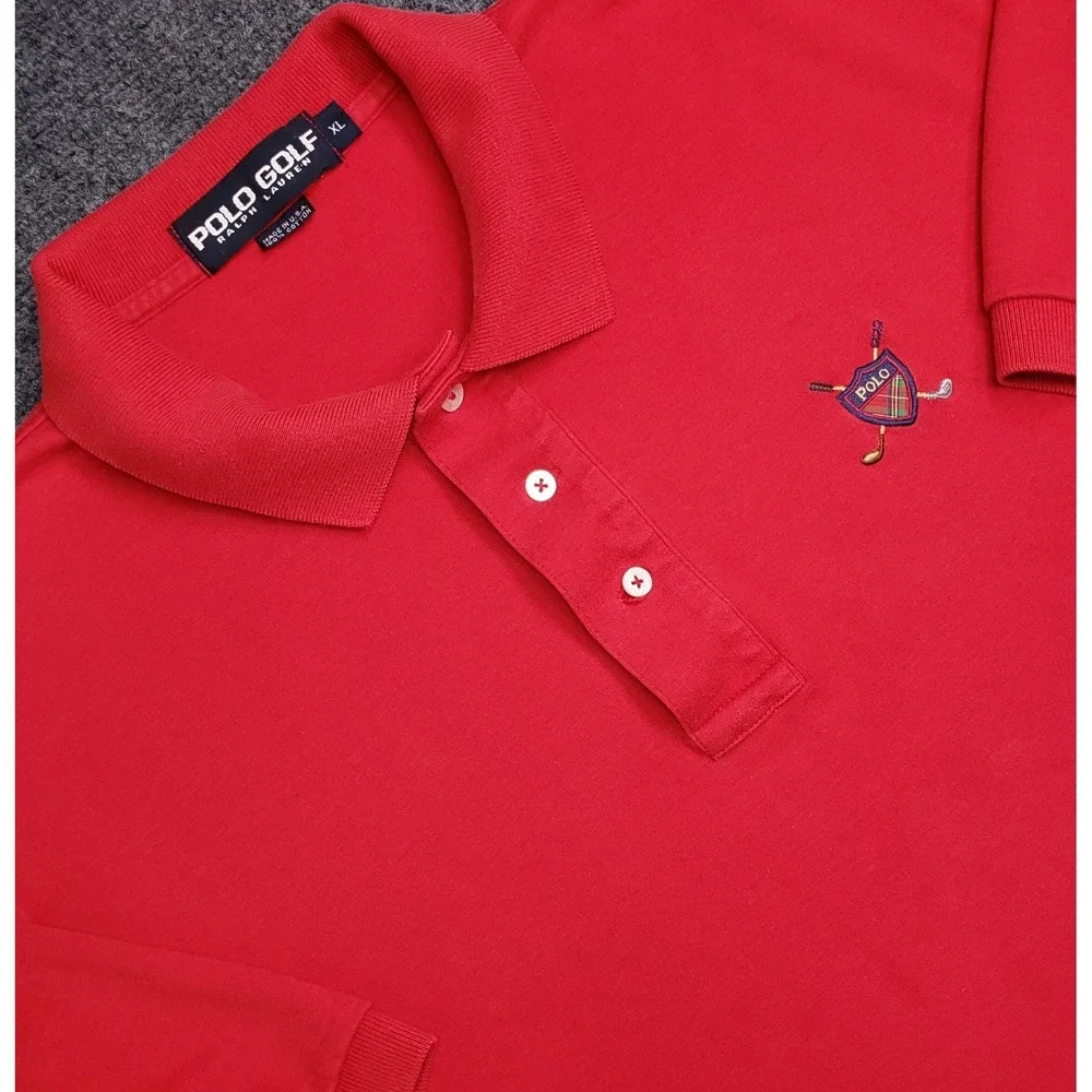 Polo Golf Ralph Lauren Shirt Mens XL Red Crossed Clubs USA